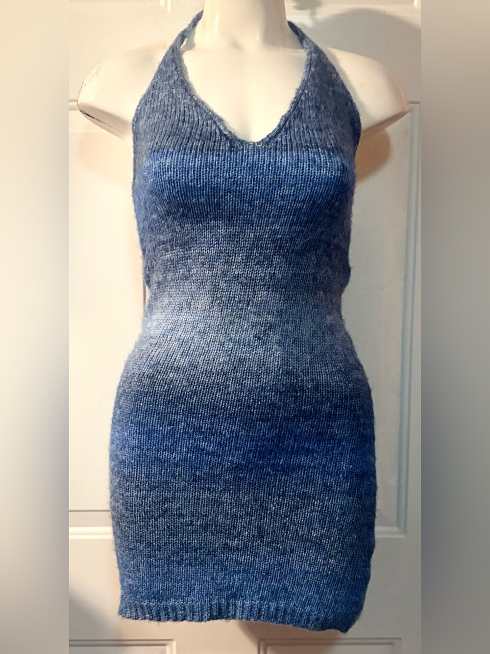Knit sweater halter mini dress, Princess Polly, blue ombré Womens size S/M